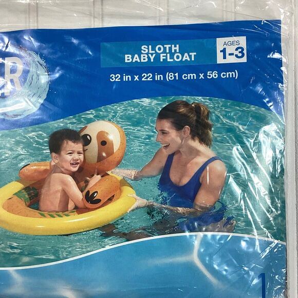 Water Sun & Fun Other - Water Sun & Fun Sloth Baby Float Inflatable Pool Ring Ages 1-3 Yellow 32x22in